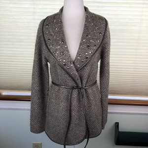 Chico's Gem Embellished Longline Cozy Cardigan Sweater Sparkly Quiet Luxury Glam